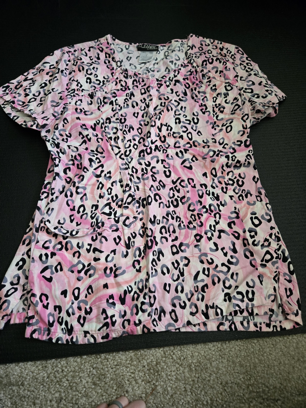 Cherokee Pink Leopard Print Short Sleeve Top